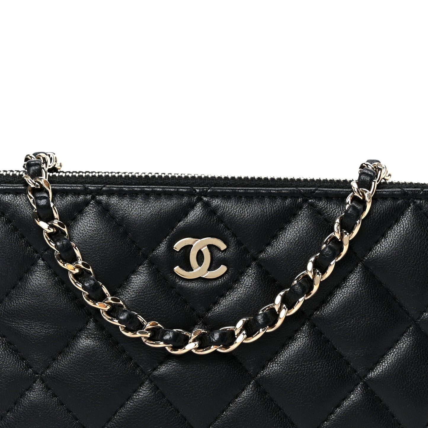 Lambskin Quilted Small Clutch With Chain Black