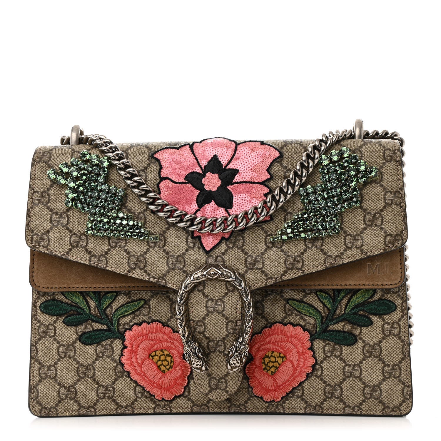 Gucci GG Supreme Monogram Embroidered Medium Dionysus Shoulder Bag Beige 1 of 21