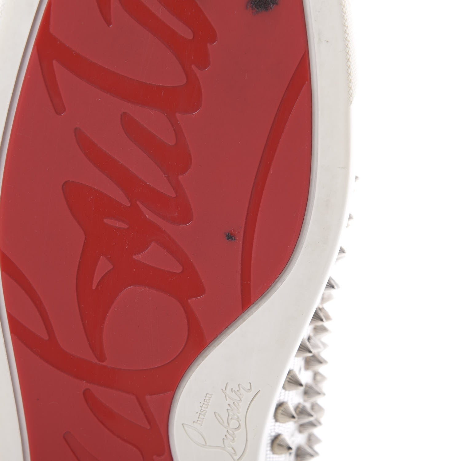 Christian Louboutin Calfskin Laminato Dino Spikes Yang Louis Flat Sneakers 44 Latte Silver 12 of 14