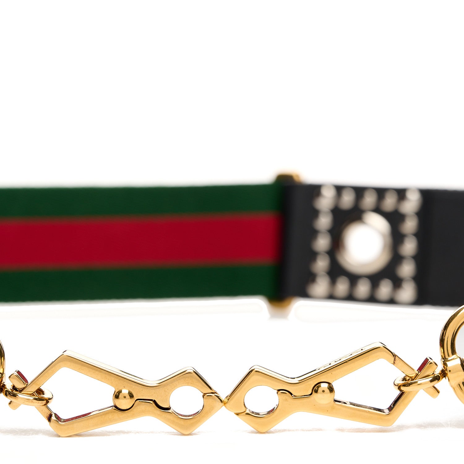 Gucci Canvas Web Studded Wide Shoulder Strap Green Red 3 of 3