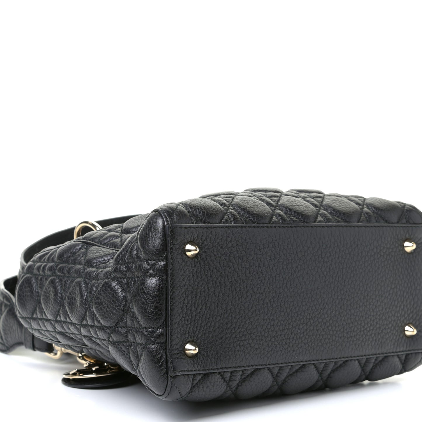 Grained Calfskin Cannage Medium Supple Lady Dior Black