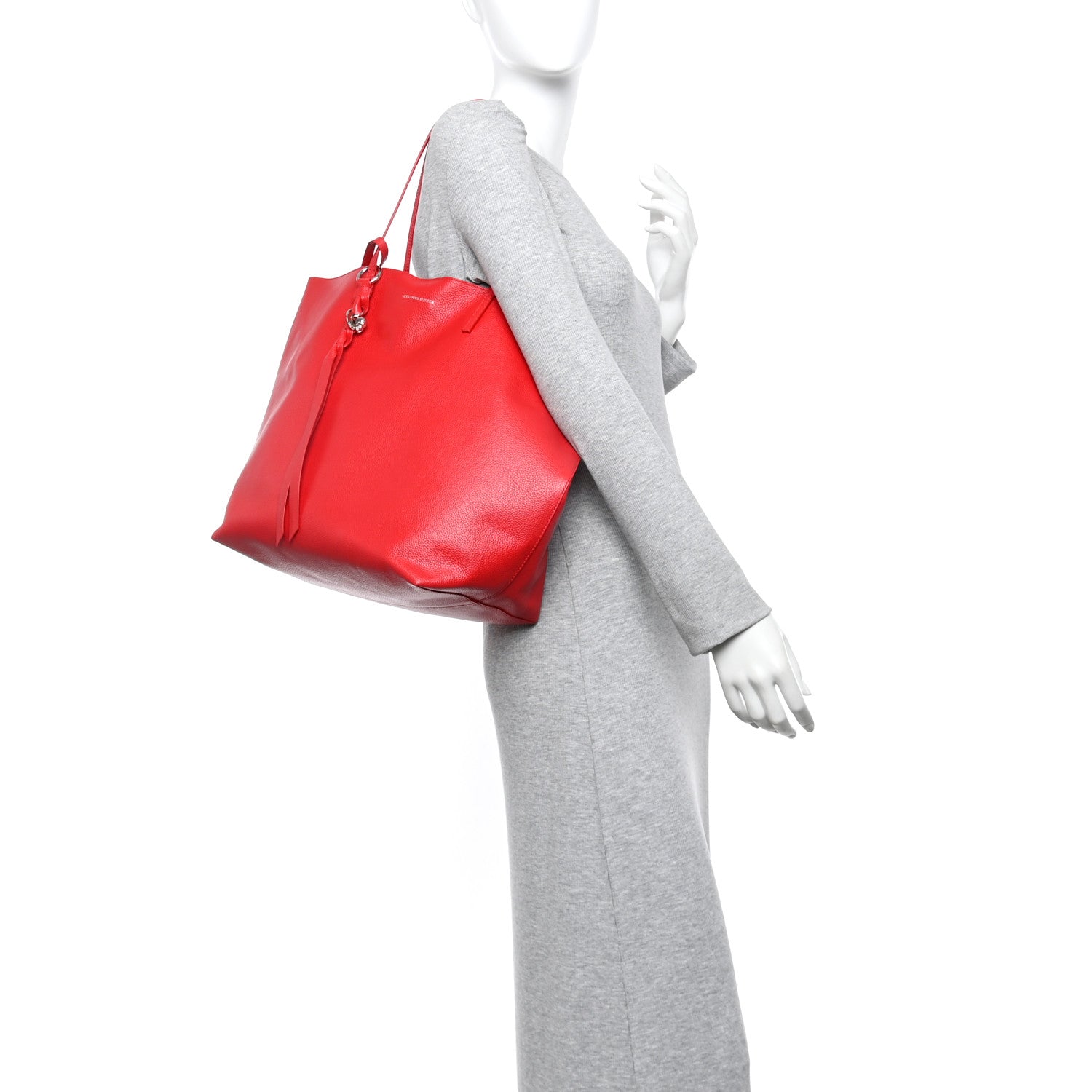 Alexander McQueen Grained Calfskin Skull Open Shopper Tote Red 2 of 11