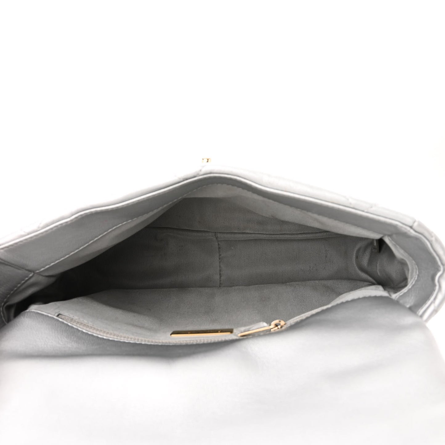 Metallic Quilted Large 19 Flap Silver