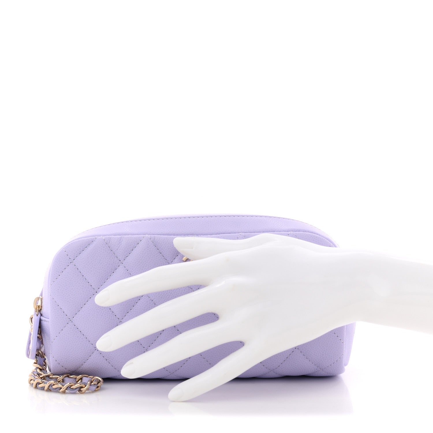 Chanel Caviar Quilted Toiletry Case With Chain Light Purple 2 of 8