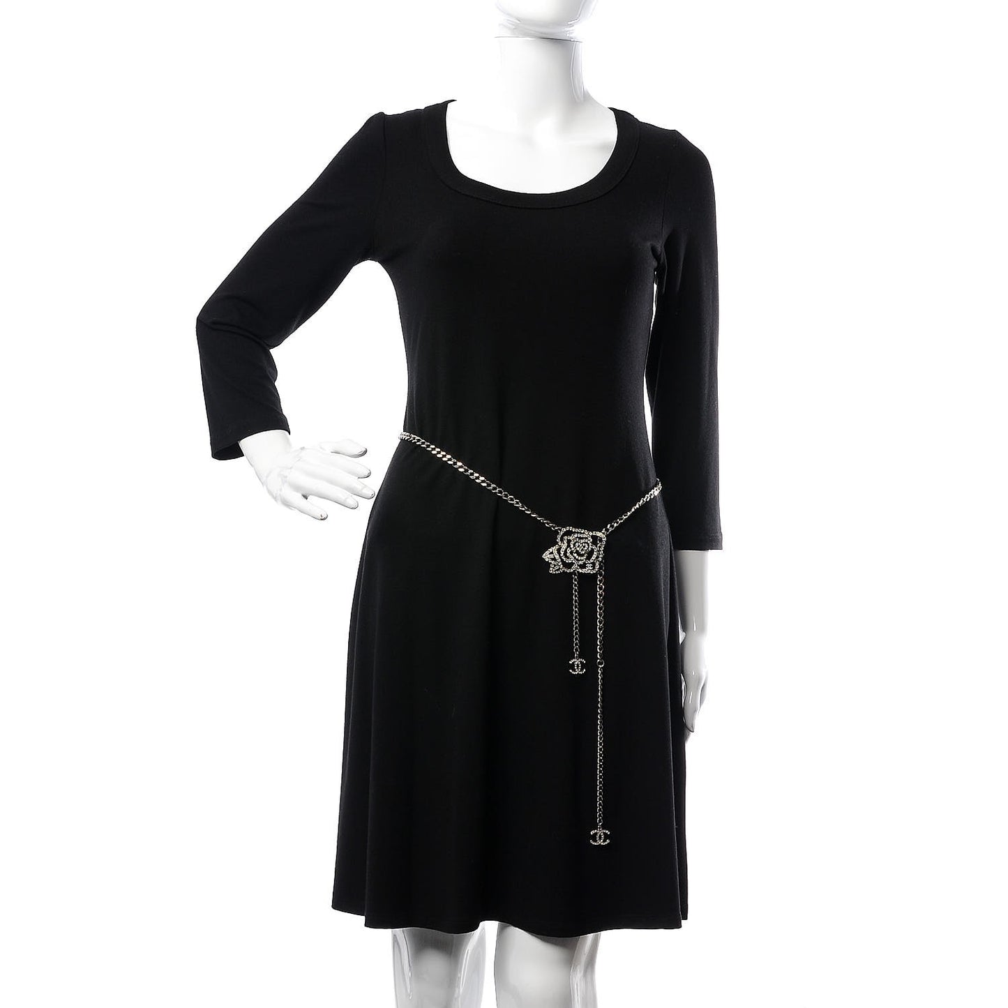 Crystal CC Camellia Chain Belt Silver