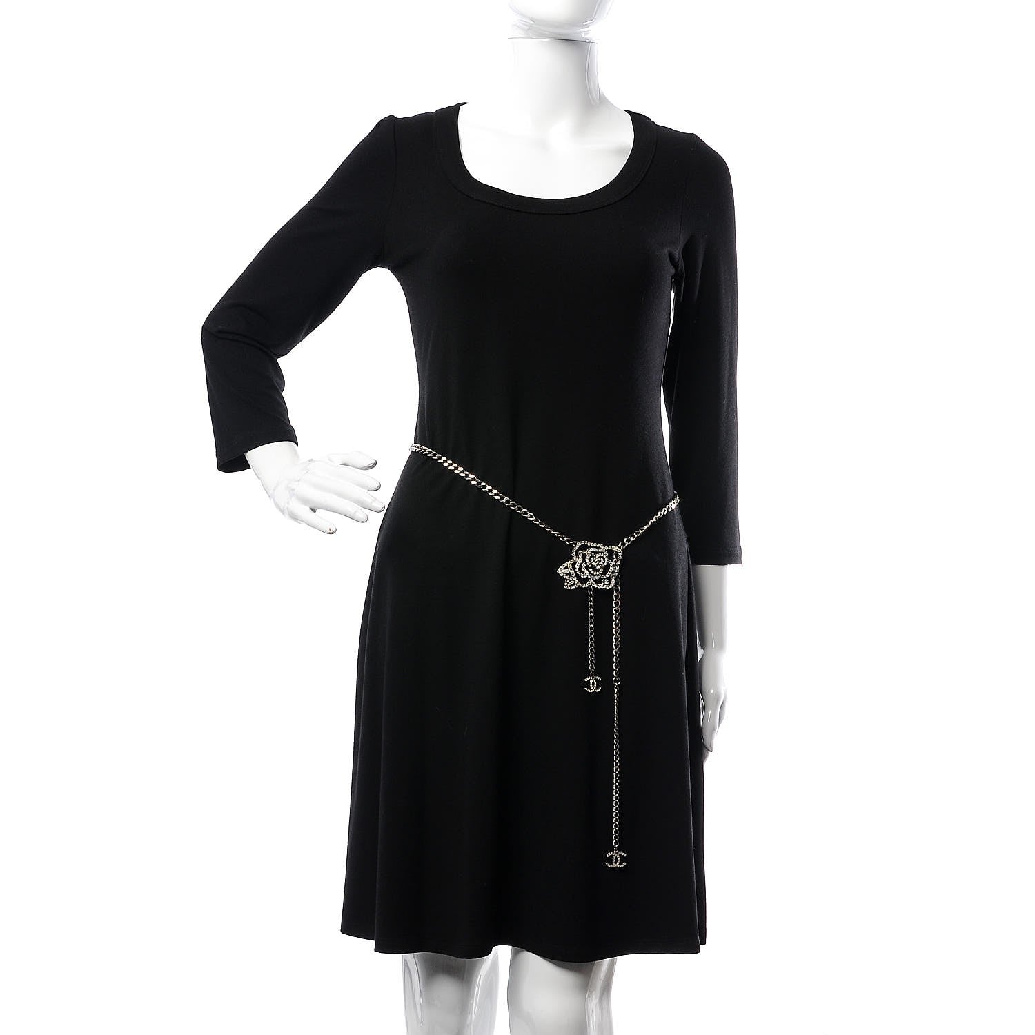 Chanel Crystal CC Camellia Chain Belt Silver 2 of 5
