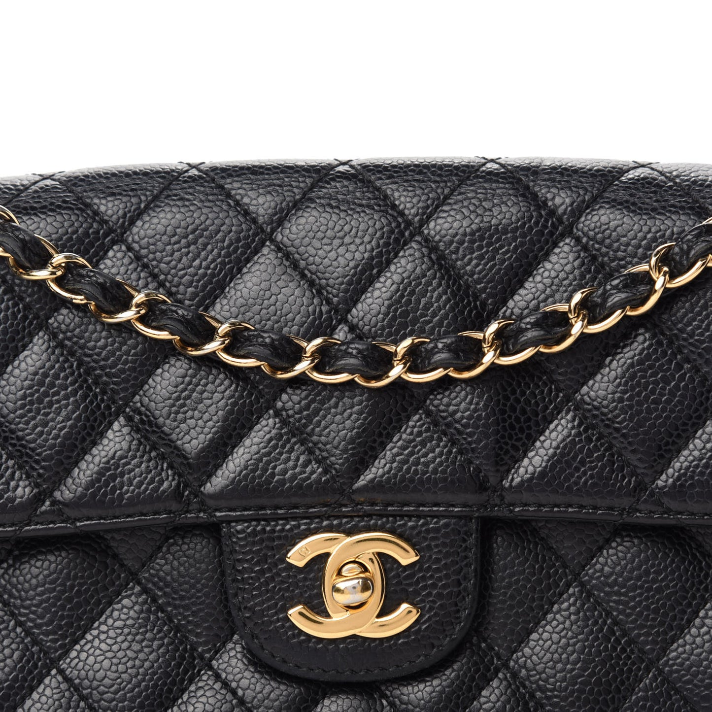 Caviar Quilted East West Flap Black