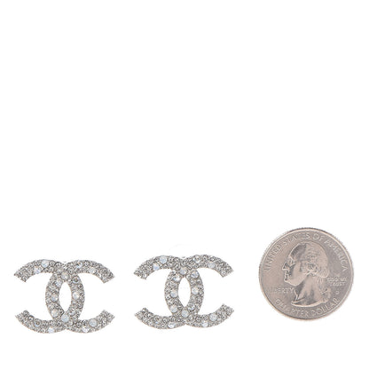 Chanel Crystal Timeless CC Earrings Silver 2 of 5
