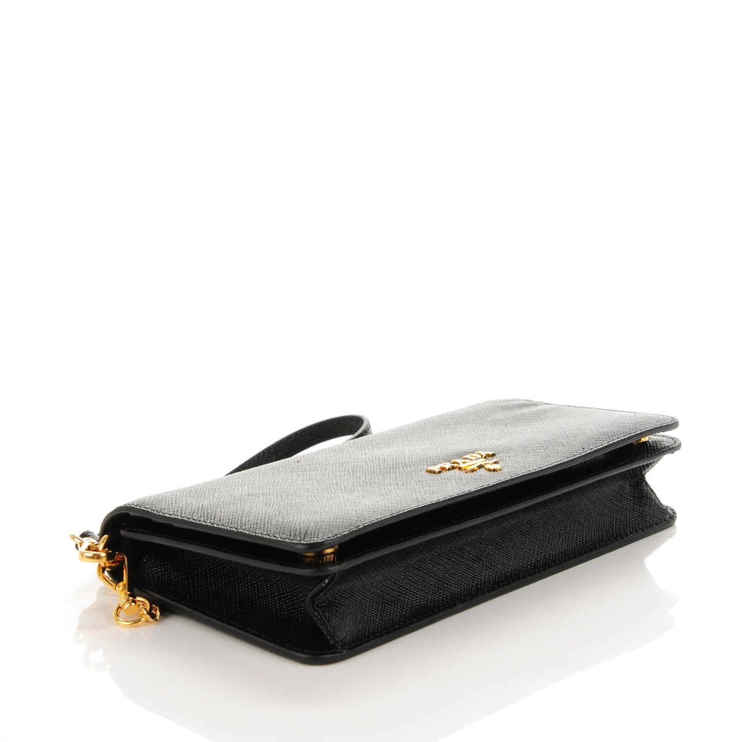 Saffiano Metal Phone Wristlet Crossbody Wallet Black