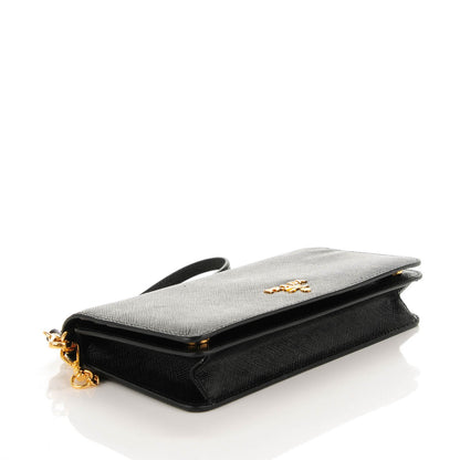 Prada Saffiano Metal Phone Wristlet Crossbody Wallet Black 4 of 7
