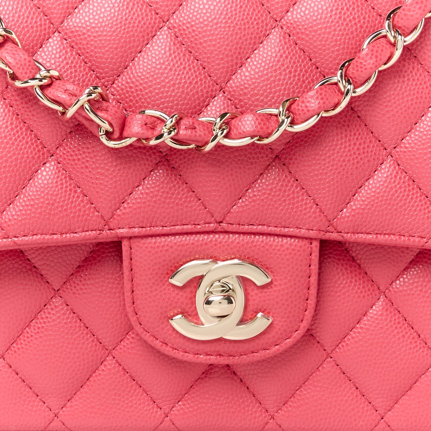 Caviar Quilted Medium Double Flap Pink
