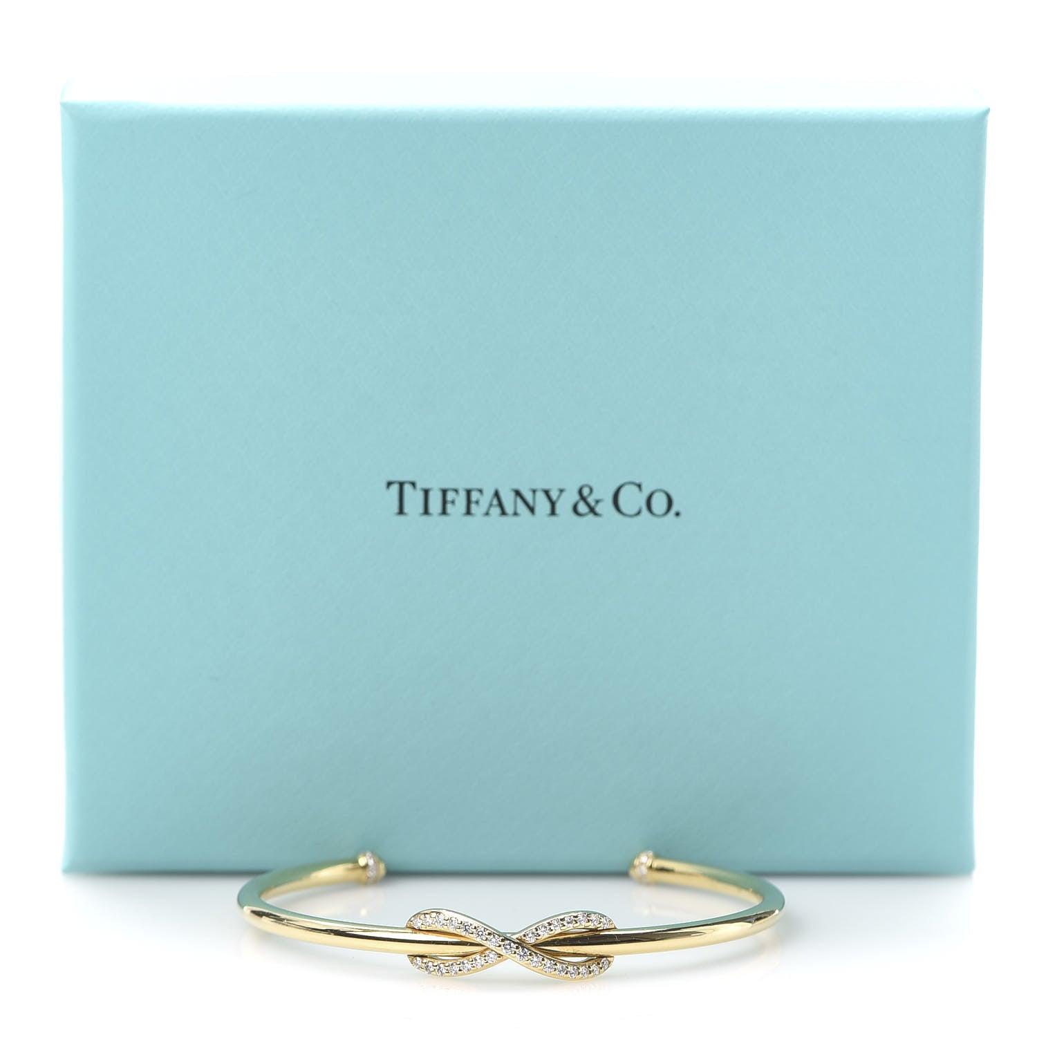 Tiffany 18K Yellow Gold Diamond Infinity Cuff Bracelet 5 of 5