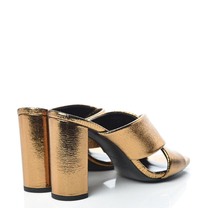 Saint Laurent Metallic Supercrack Calfskin LouLou 95 Mule Sandals 36 Chestnut 4 of 9