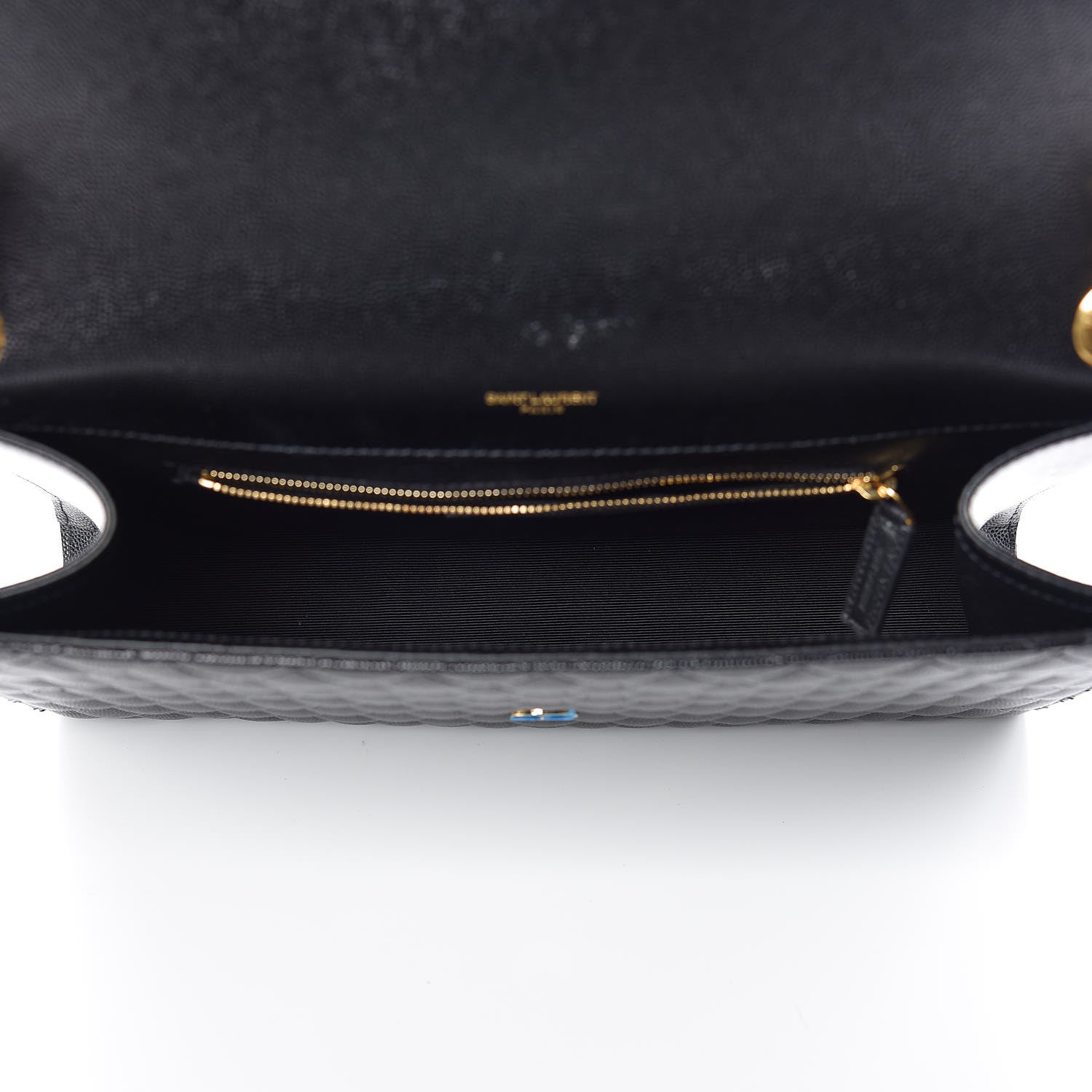 Saint Laurent Grain De Poudre Textured Mixed Matelasse Large Triquilt Monogram Satchel Black 7 of 10