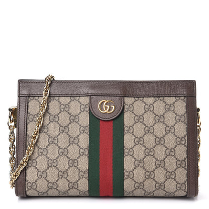 Gucci GG Supreme Monogram Web Small Ophidia Chain Shoulder Bag Brown 1 of 7