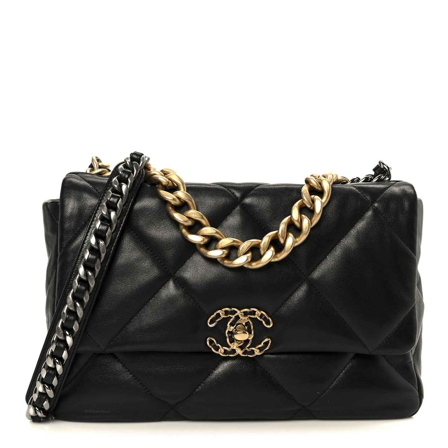 Lambskin Quilted Large Chanel 19 Flap Black