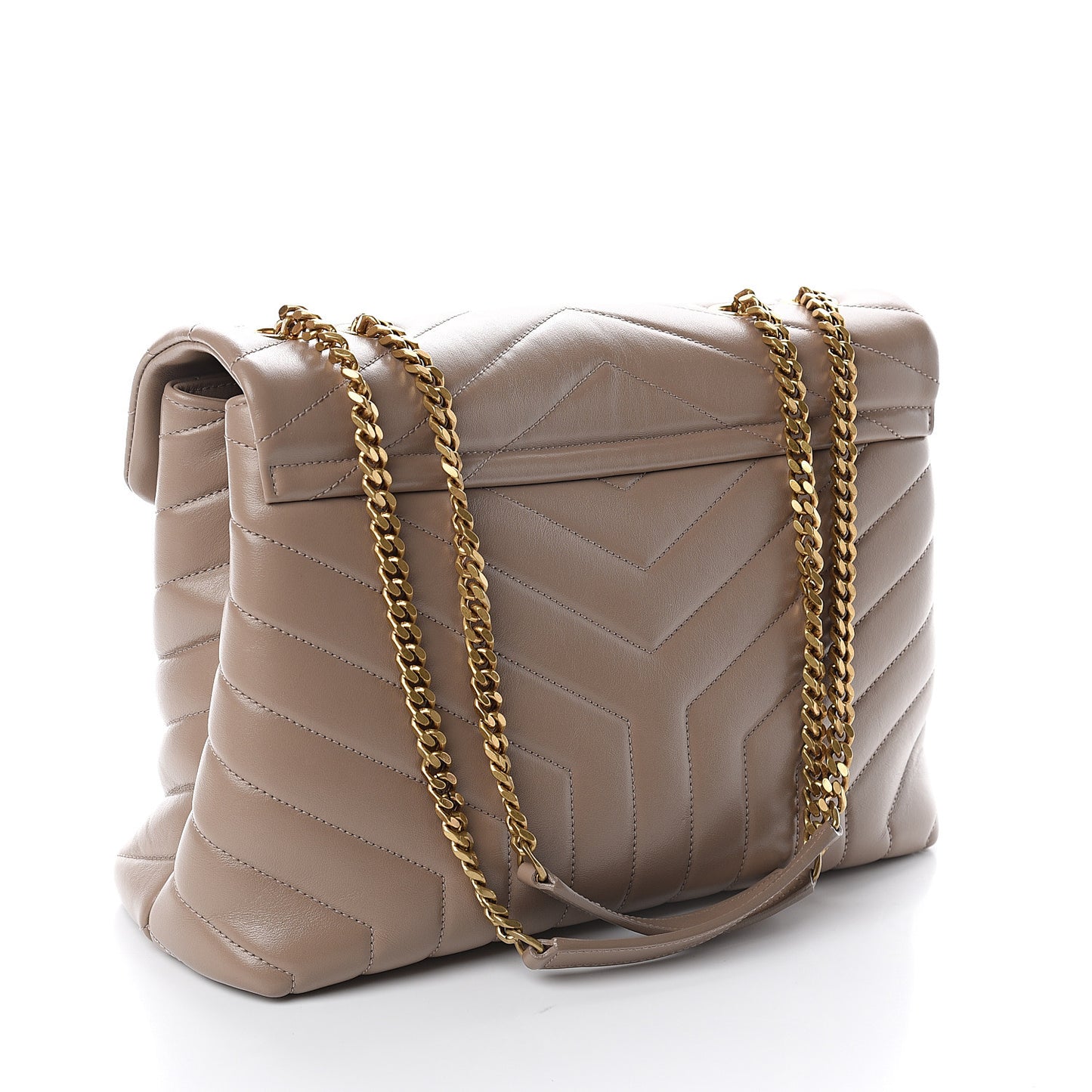Calfskin Y Quilted Monogram Medium Loulou Chain Satchel Dark Beige