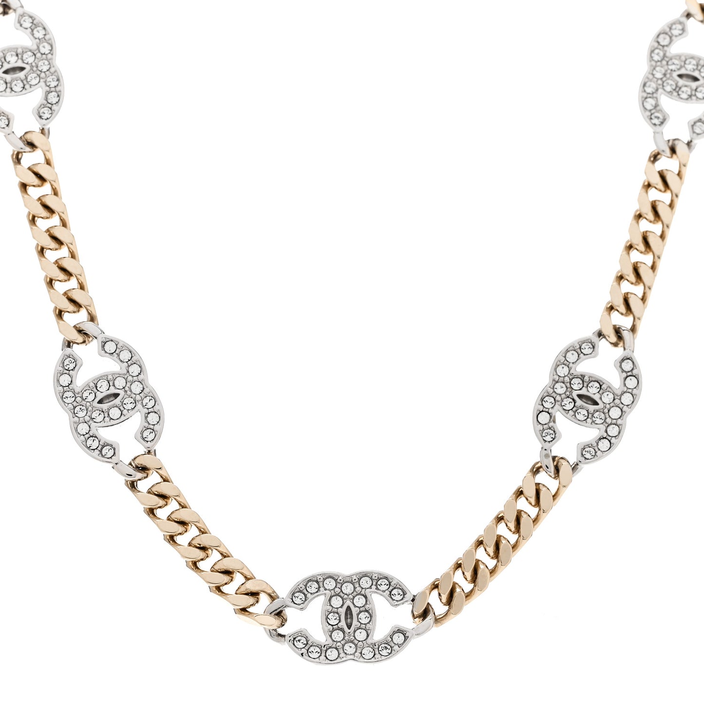Crystal Chain CC Link Choker Gold Silver