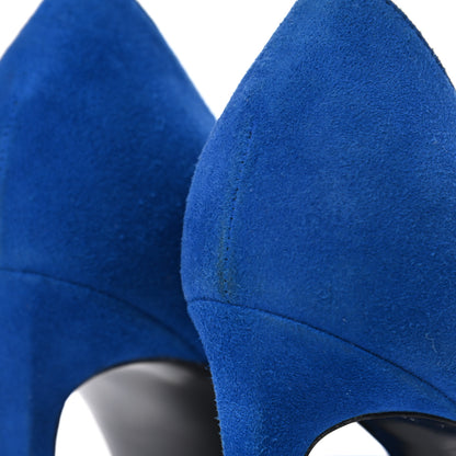 Saint Laurent Kid Scamosciato Classic Paris 80 Skinny Pumps 38.5 Blue 10 of 10