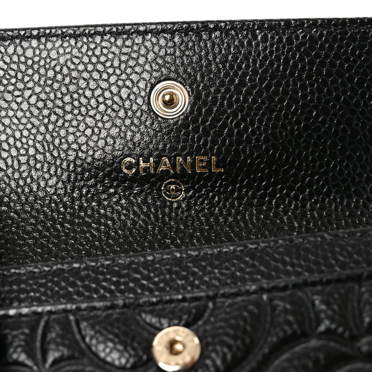 Chanel Caviar Camellia Embossed Card Holder Wallet Black 6 of 10