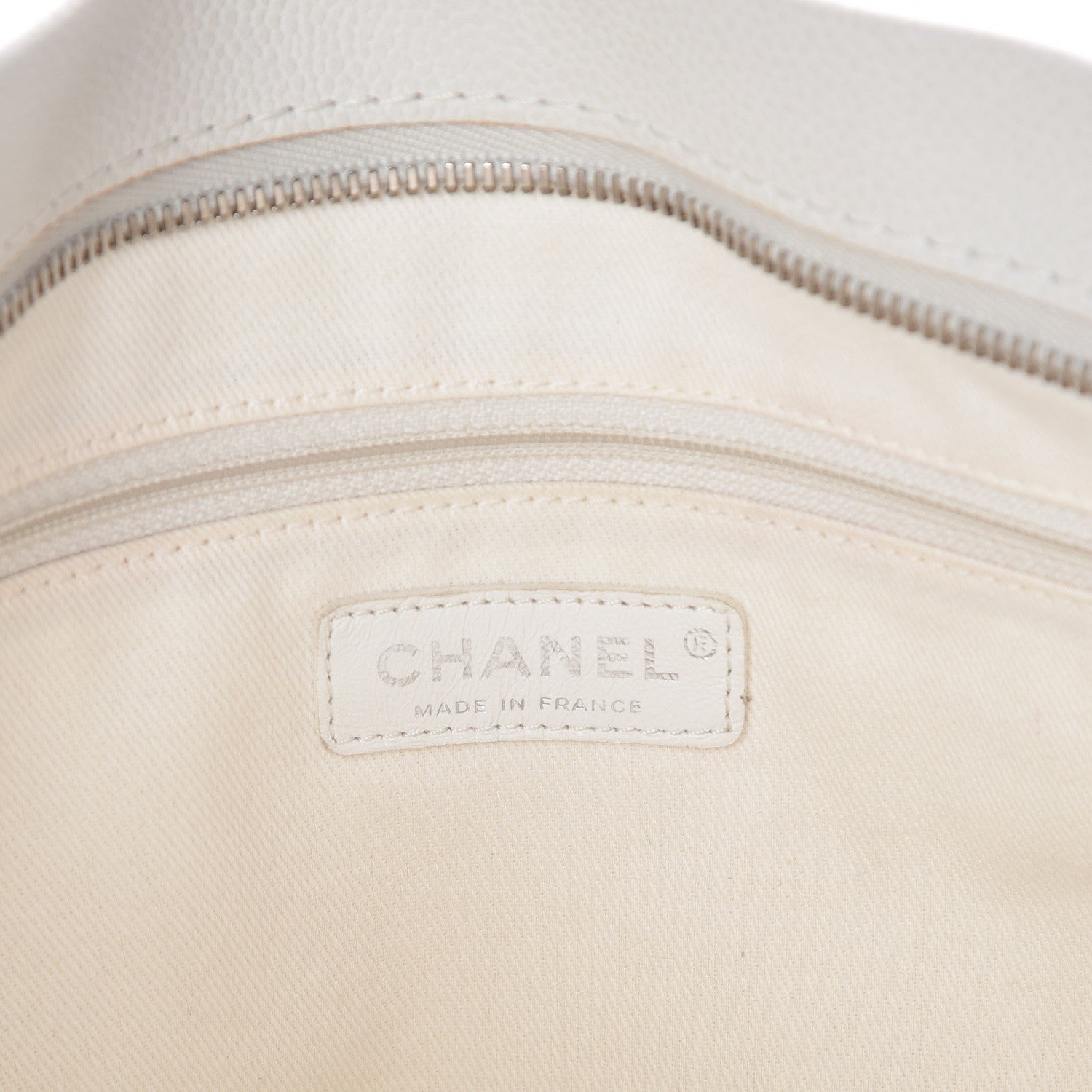 Chanel Caviar Large CC Tuck Tote Ivory 8 of 20