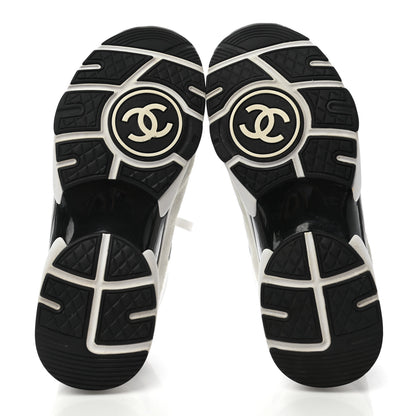 Chanel Calfskin Fabric Sneakers 38 White Silver Fluo Pink 5 of 8