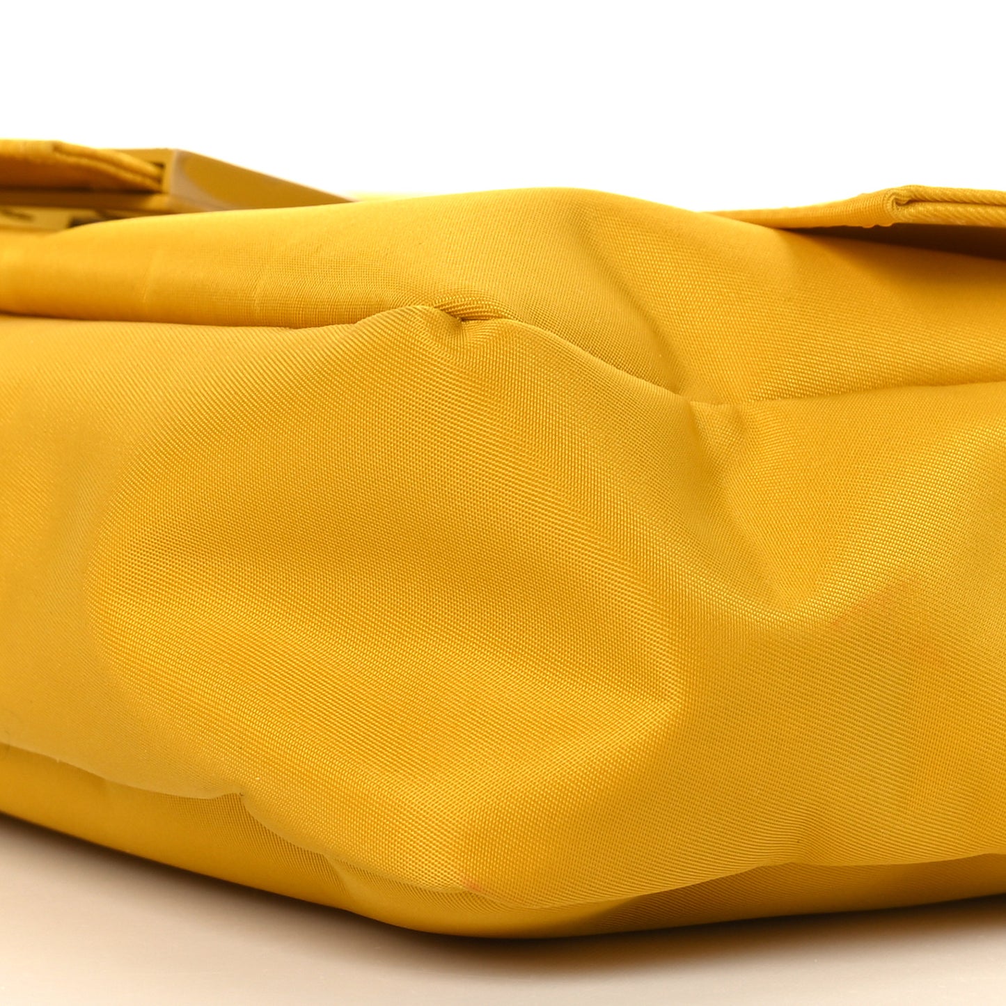 Econyl Nylon Cuoio Romano Monochrome Medium Baguette Messenger Bag Sunflower