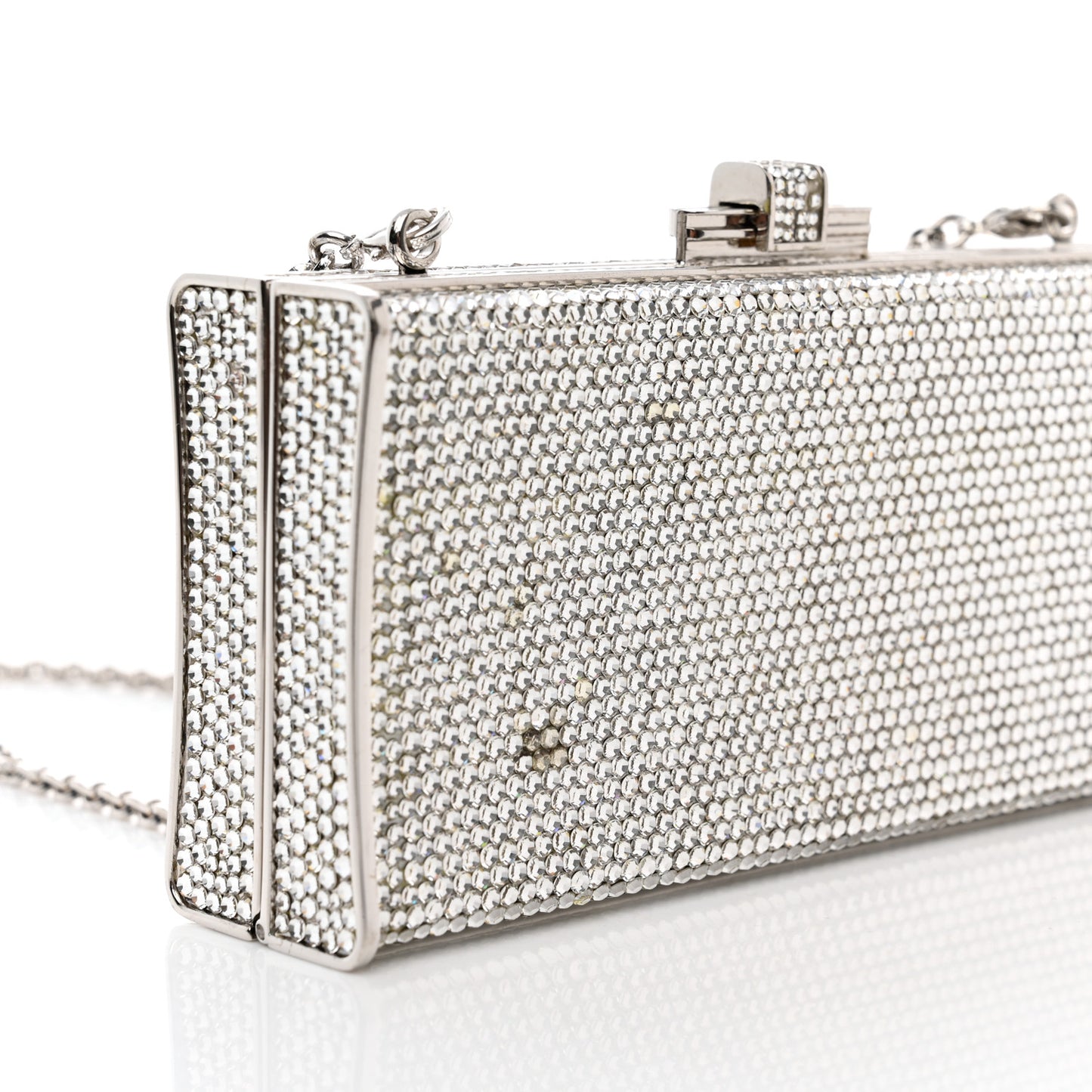Swarovski Crystal Minaudiere Clutch Silver