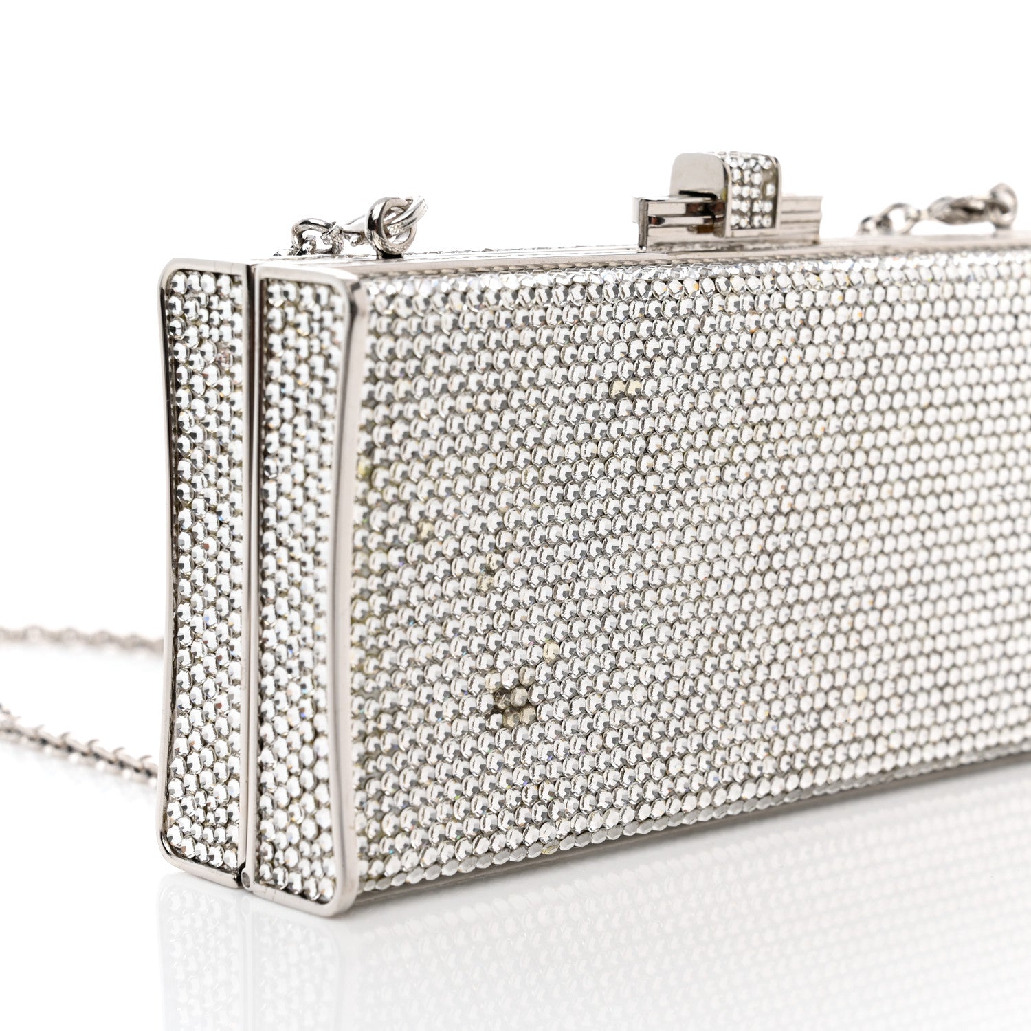Judith Leiber Swarovski Crystal Minaudiere Clutch Silver 7 of 9