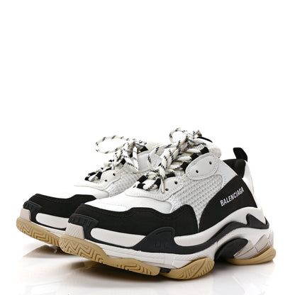 Balenciaga Fabric Mesh Womens Triple S Sneakers 40 White Black 3 of 9