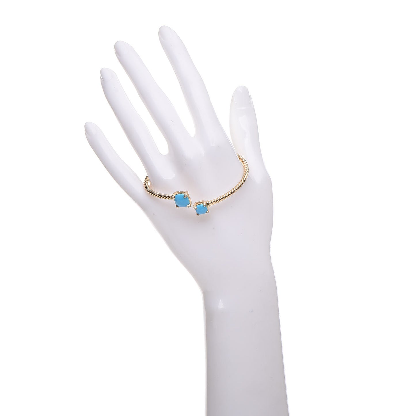 18K Yellow Gold Turquoise Diamond Chatelaine Bypass Bracelet