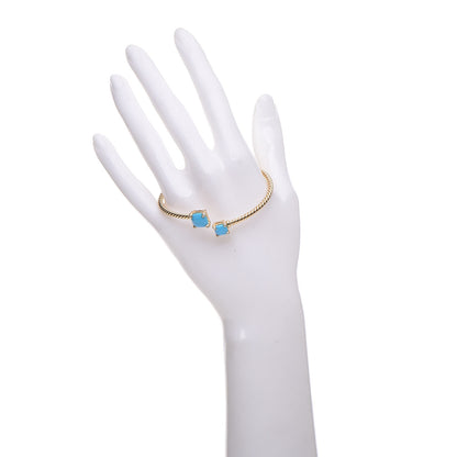 David Yurman 18K Yellow Gold Turquoise Diamond Chatelaine Bypass Bracelet 2 of 5