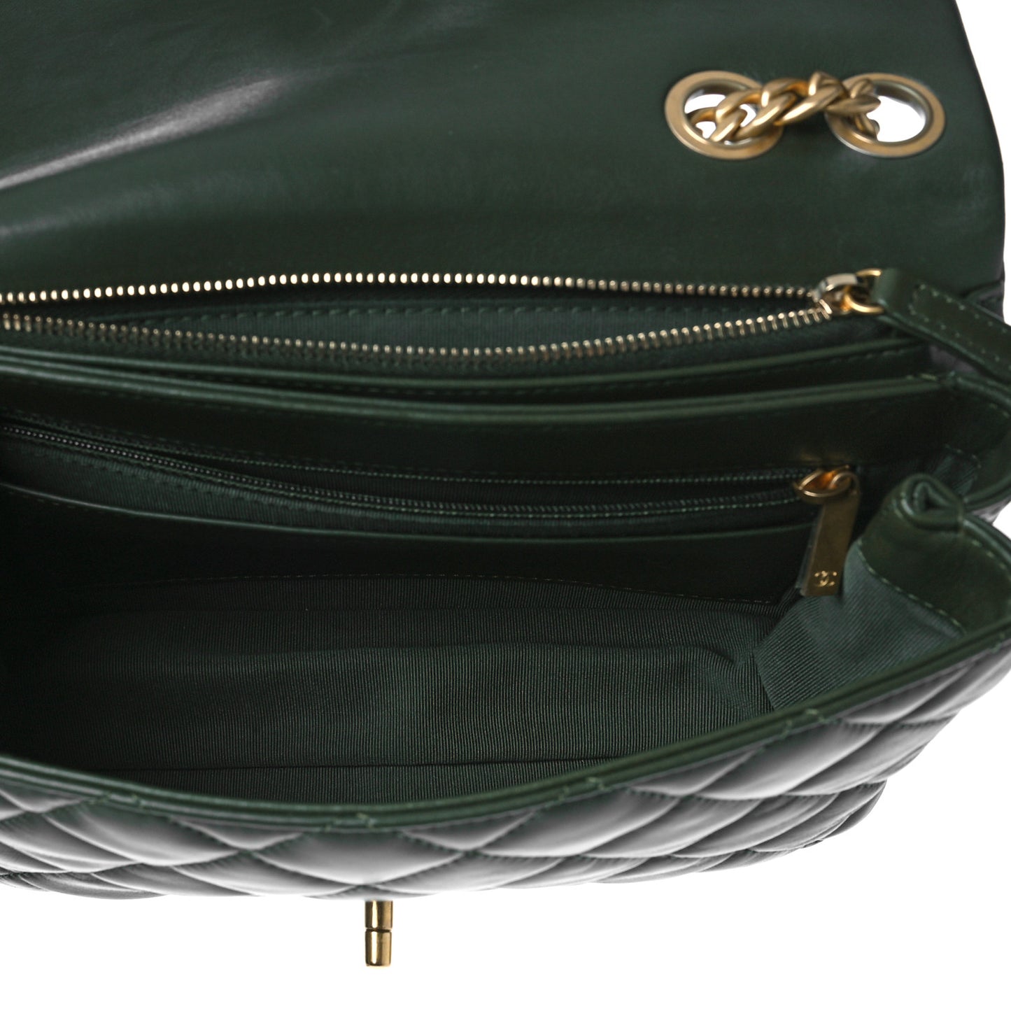Lambskin Quilted Medium Pillow Crush Flap Khaki
