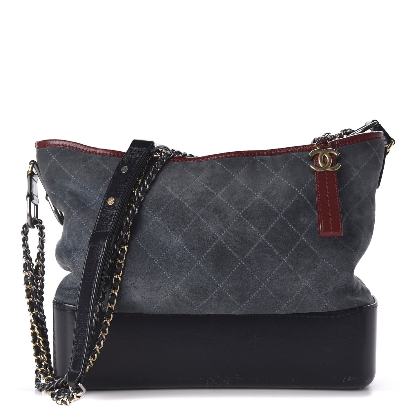 Suede Calfskin Quilted Medium Gabrielle Hobo Blue