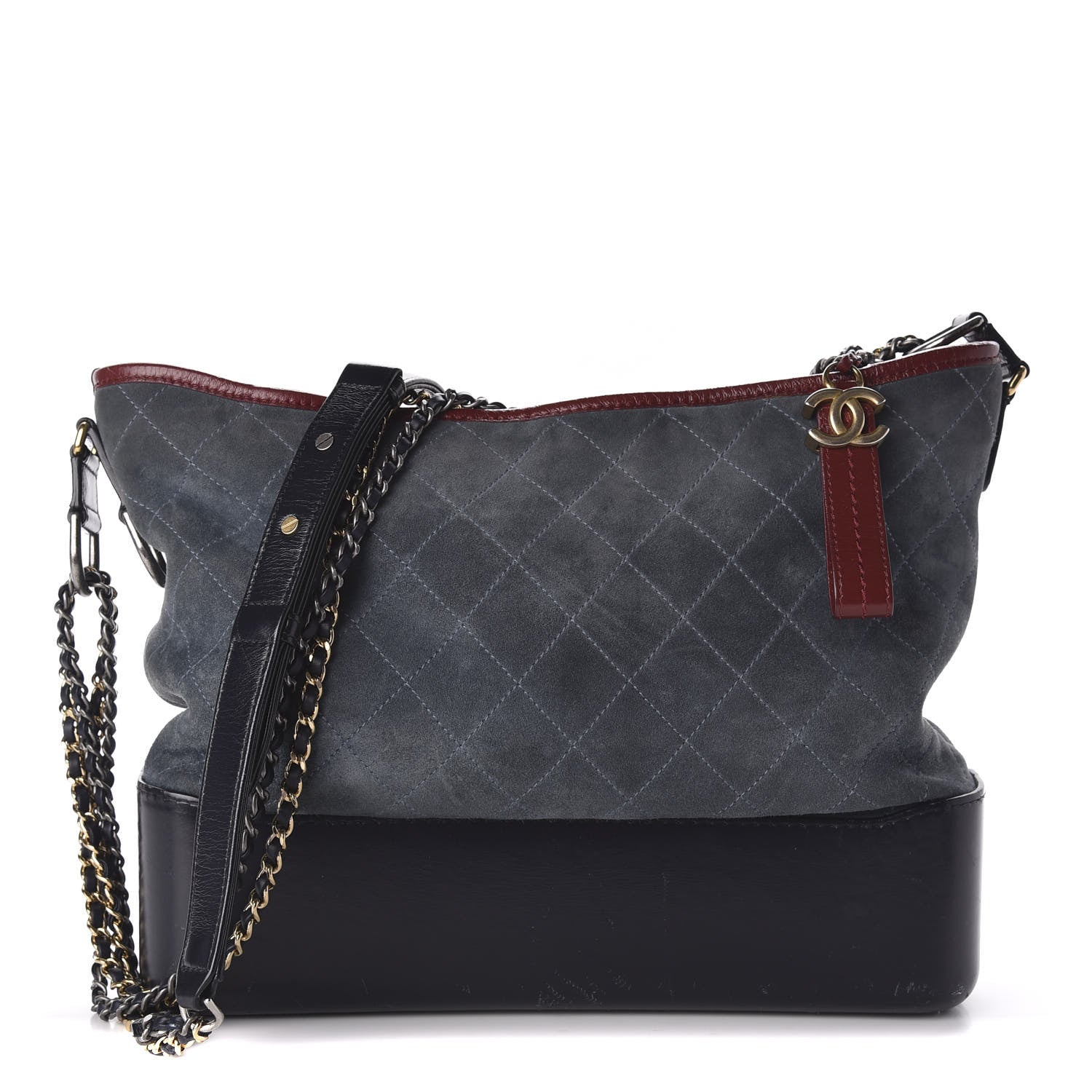 Chanel Suede Calfskin Quilted Medium Gabrielle Hobo Blue 1 of 12