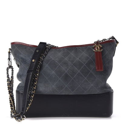 Chanel Suede Calfskin Quilted Medium Gabrielle Hobo Blue 1 of 12