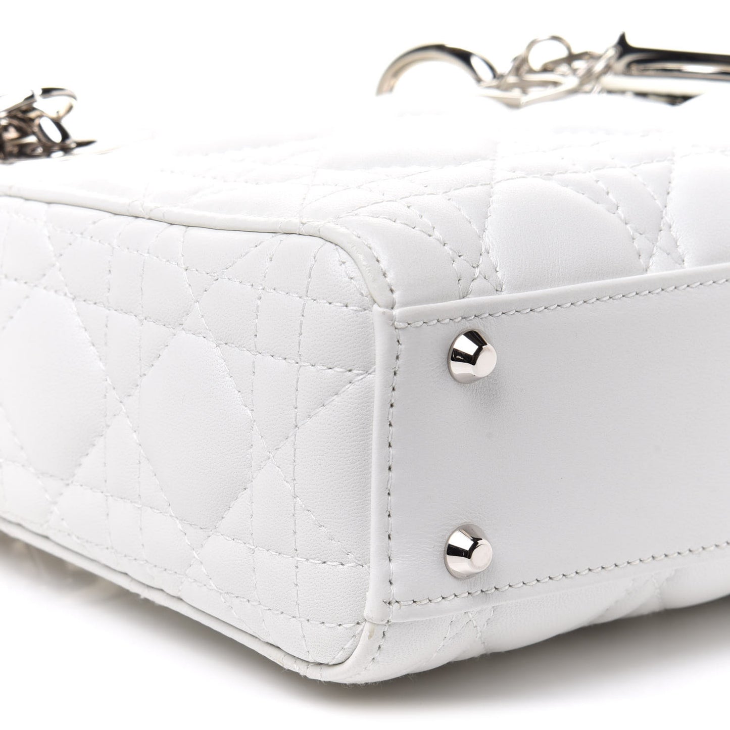 Lambskin Cannage Mini Lady Dior White