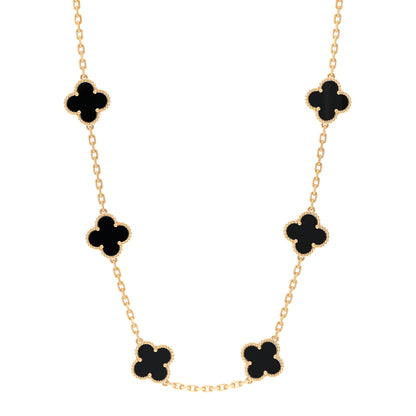 Van Cleef & Arpels 18K Yellow Gold Black Onyx 10 Motifs Vintage Alhambra Necklace 1 of 5