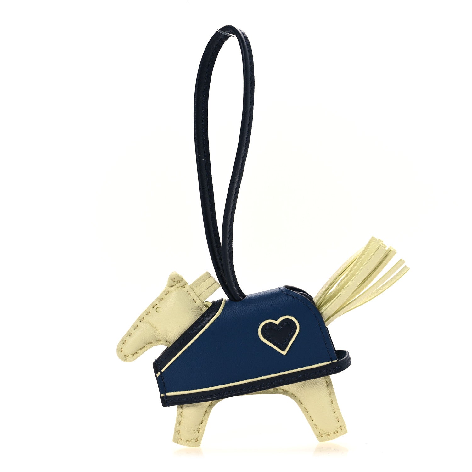 Hermes Milo Lambskin Grigri Rodeo Robeo Coeur Bag Charm PM Jaune Milton Bleu Nuit Bleu Tie 1 of 5
