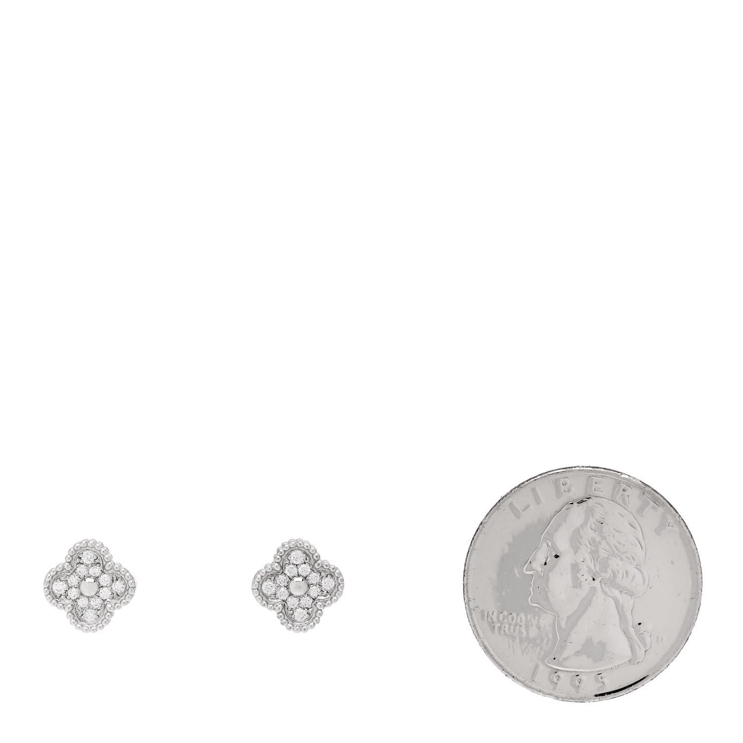 18K White Gold Diamond Sweet Alhambra Earrings