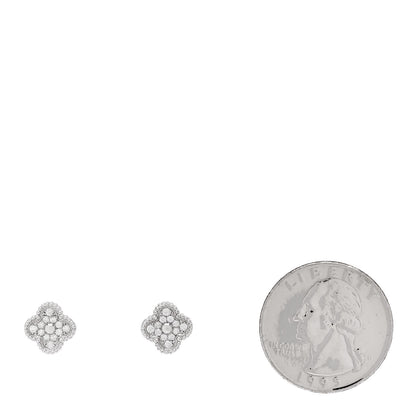Van Cleef & Arpels 18K White Gold Diamond Sweet Alhambra Earrings 2 of 5