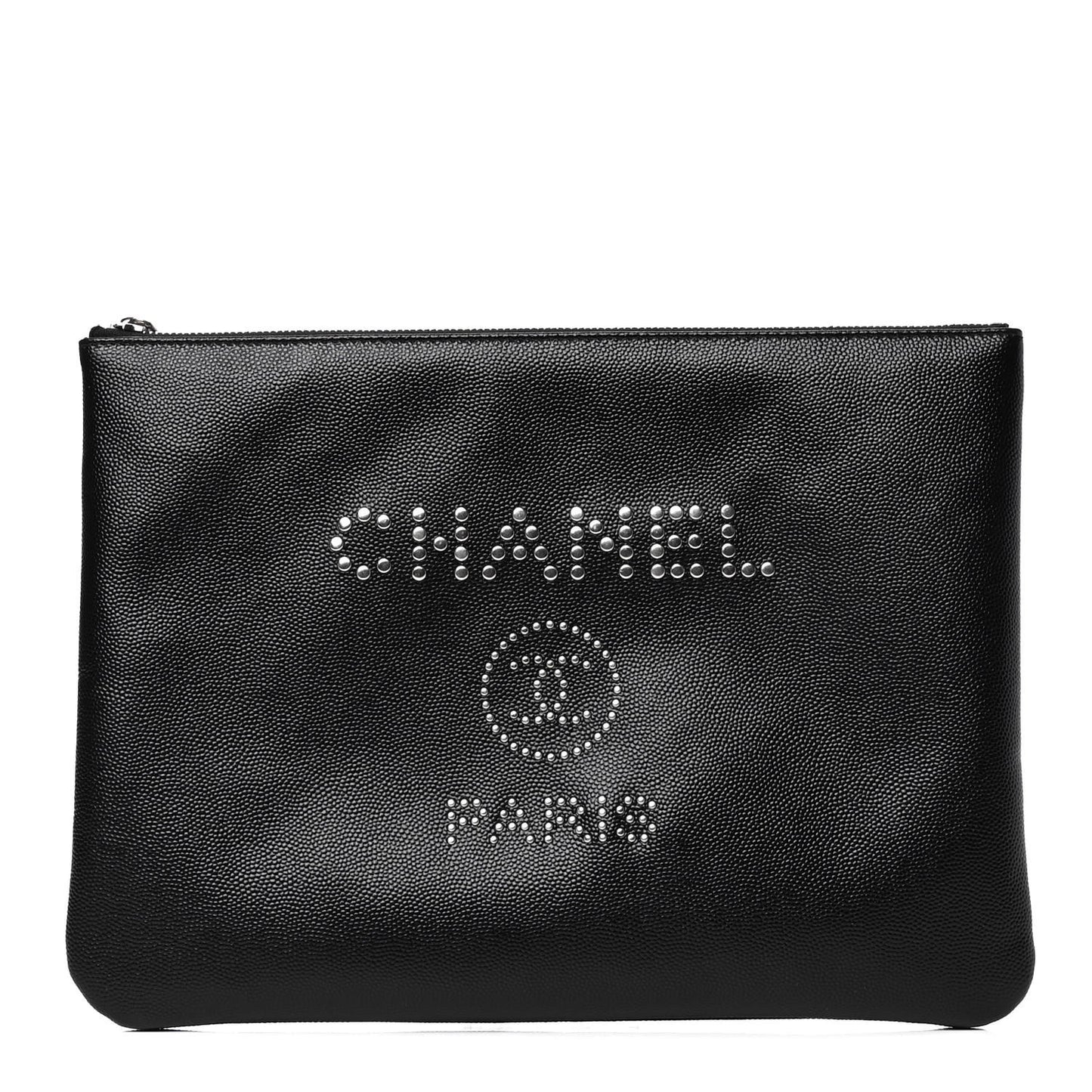 Caviar Studded Medium Deauville Pouch Black