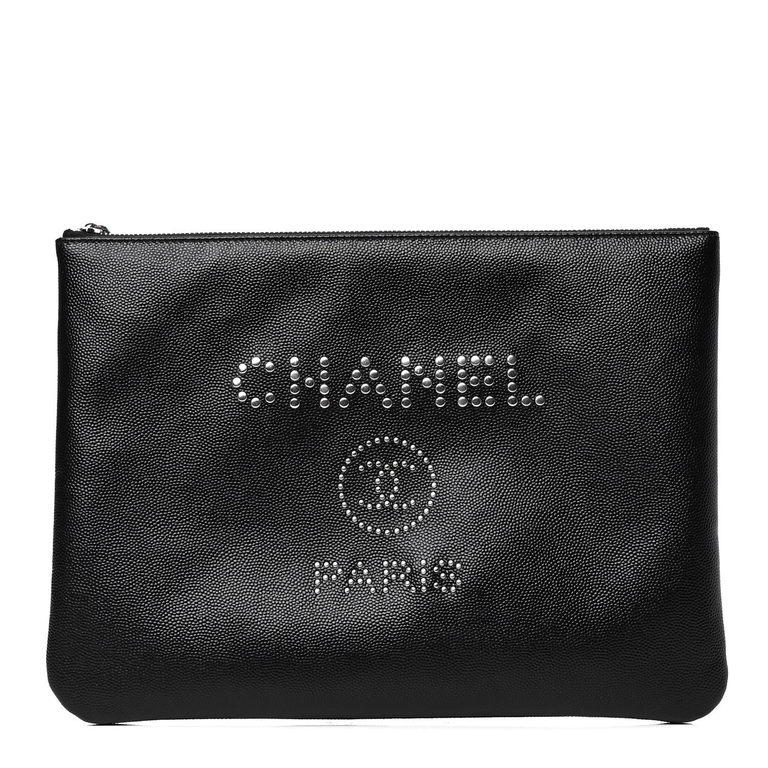 Chanel Caviar Studded Medium Deauville Pouch Black 1 of 4