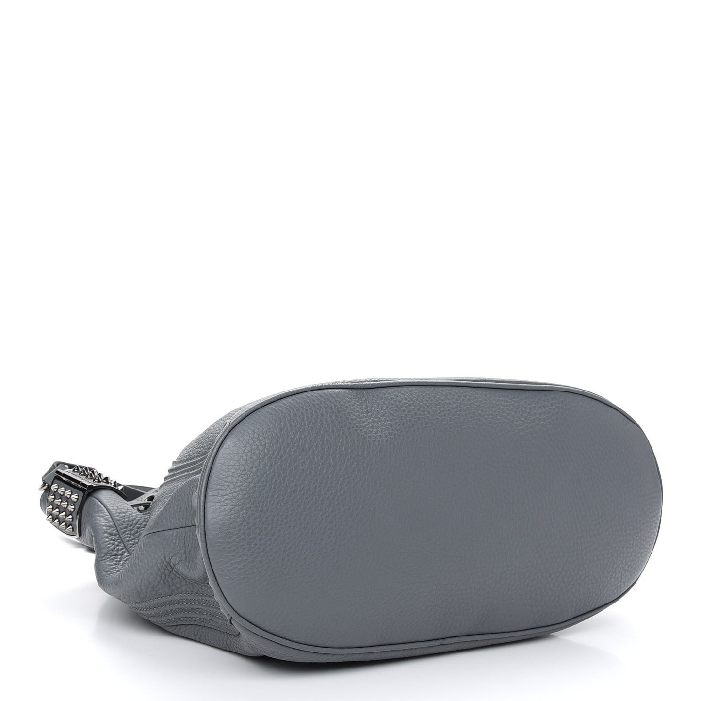 Pebbled Calfskin Spiked Dompteuse Bucket Bag Grey
