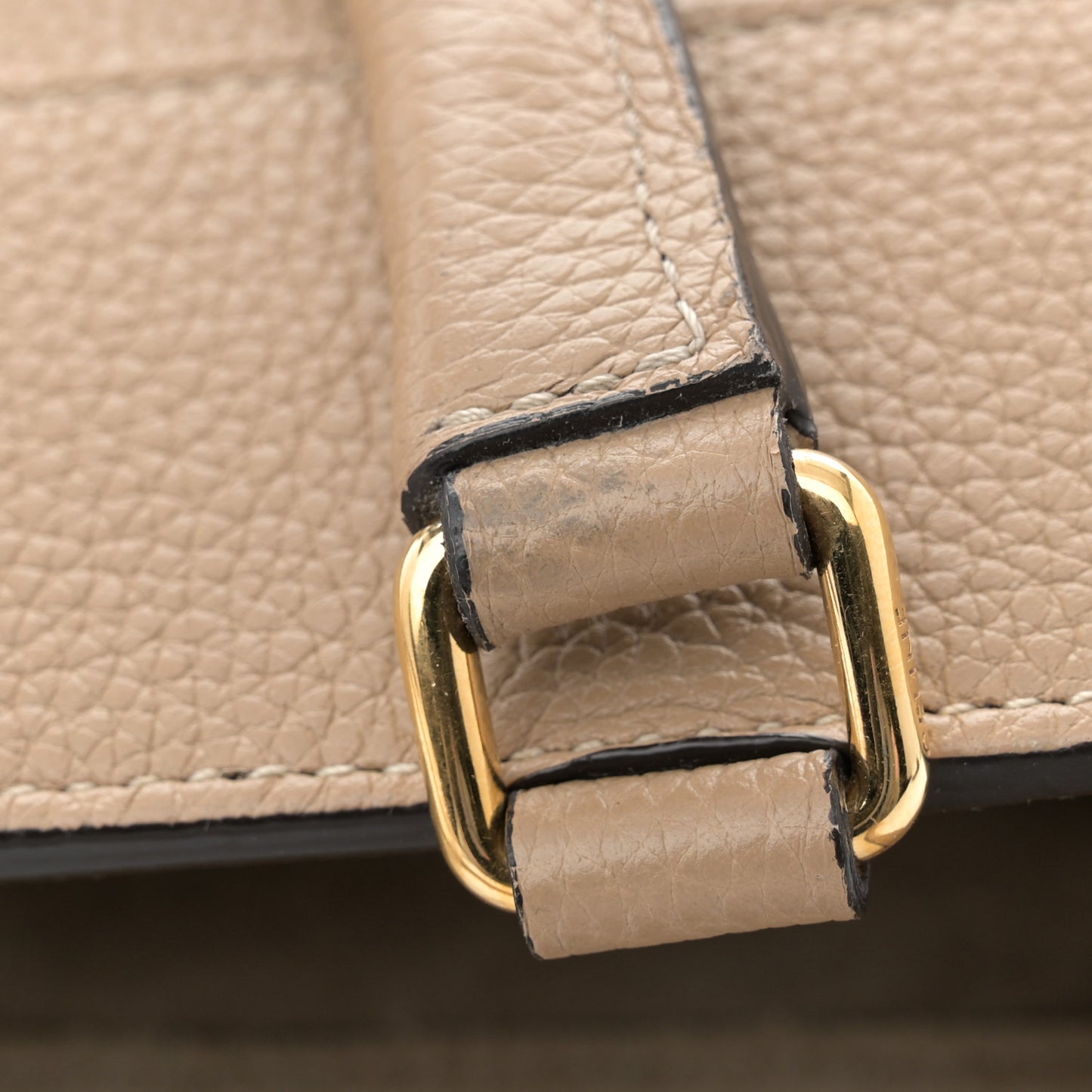 Grained Calfskin Small Cabas De France Dune