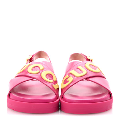 Gucci Calfskin Elizabeth Nappa Charlotte Logo Slingback Sandals 36 Fancy Fuchsia 3 of 10