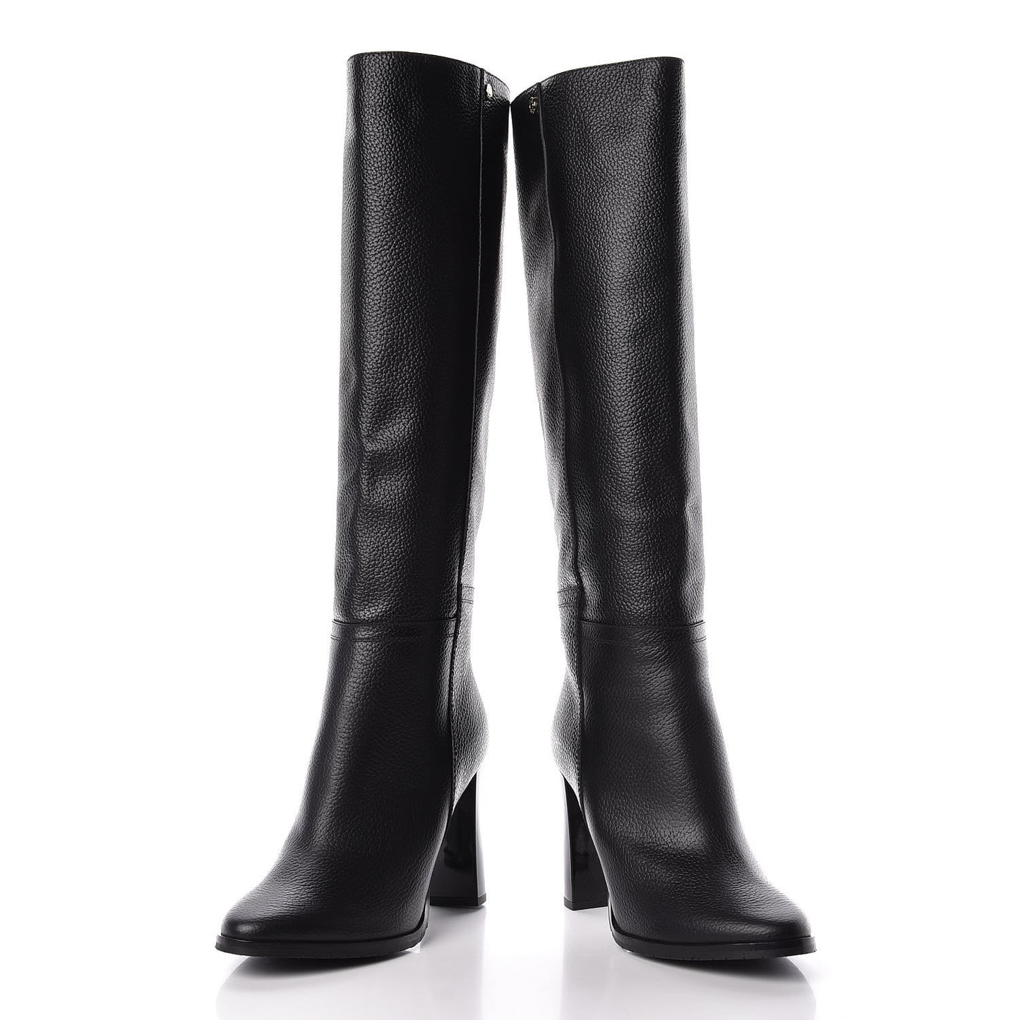 Grainy Calfskin Knee High Boots 38.5 Black