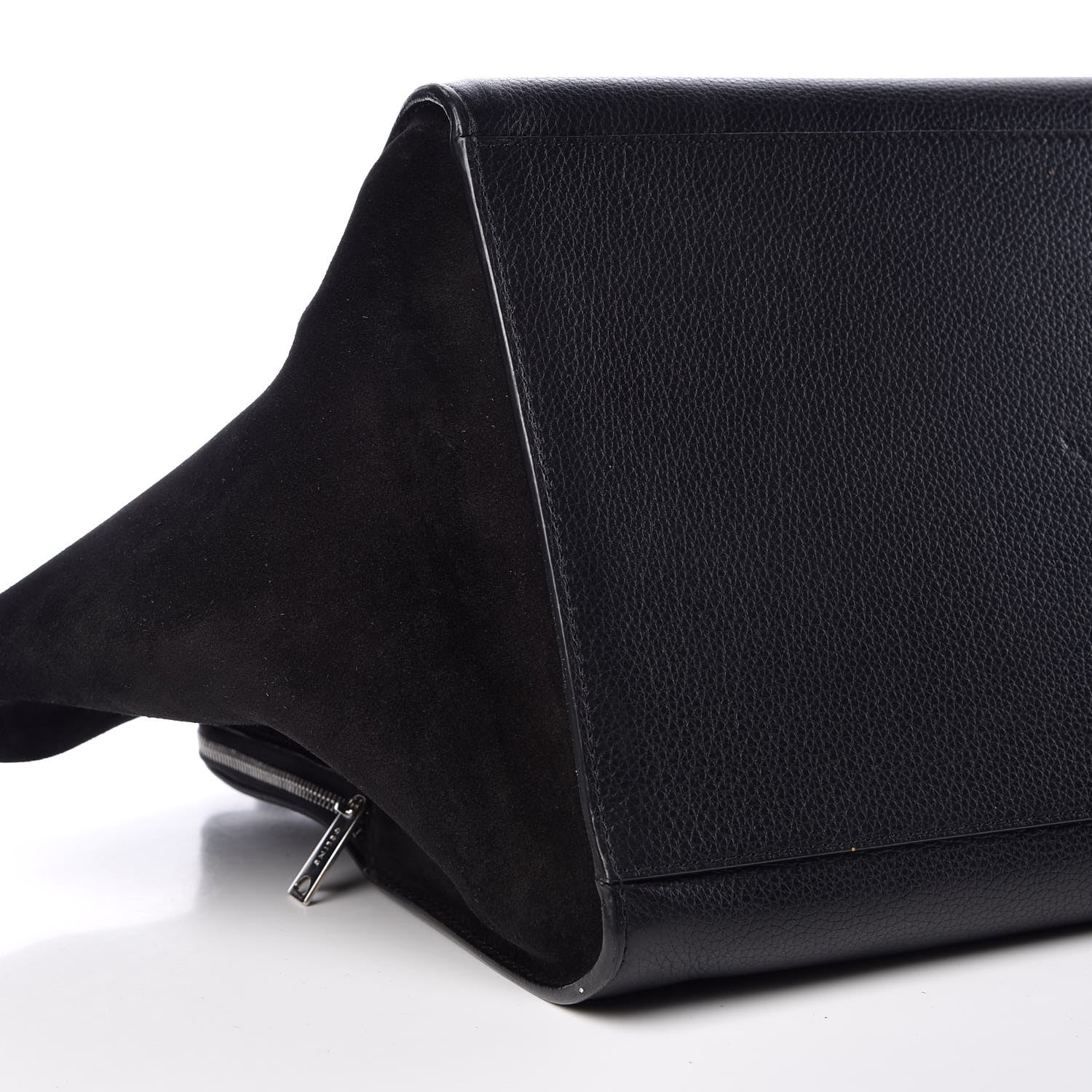 Celine Drummed Calfskin Suede Double Zip Trapeze Black 10 of 23