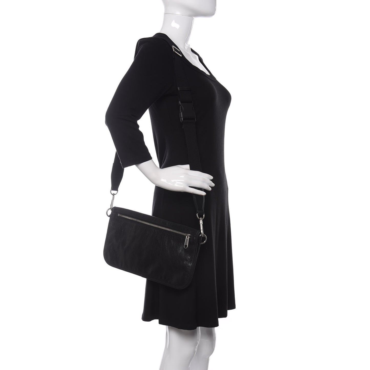 Fluffy Calfskin Morpheus Messenger Bag Black