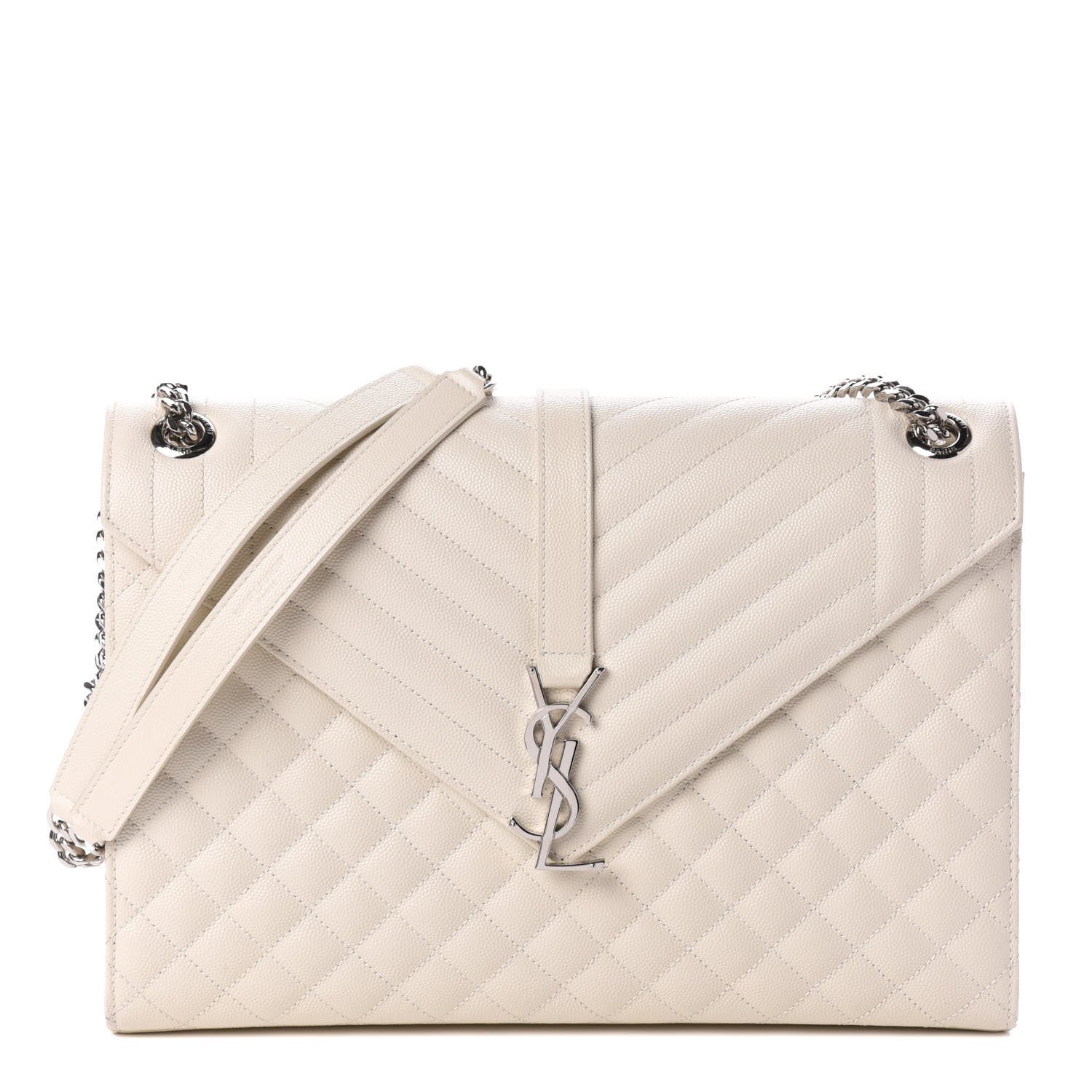 Saint Laurent Grain De Poudre Large Triquilt Monogram Satchel Porcellana 1 of 8